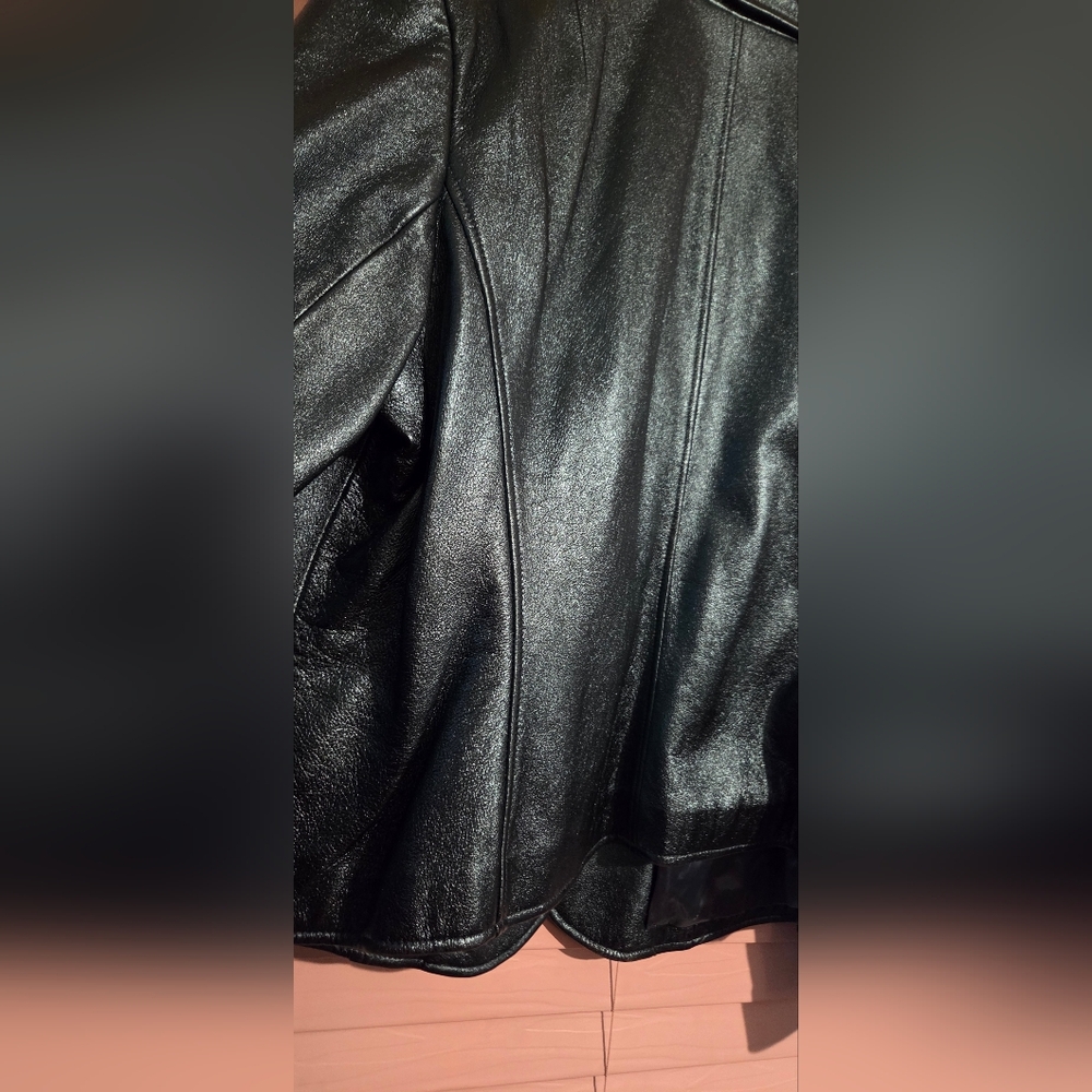 NWT Dana Buchman Plus Size 100% Leather Metallic Teal Blazer Size 20 - Picture 8 of 13